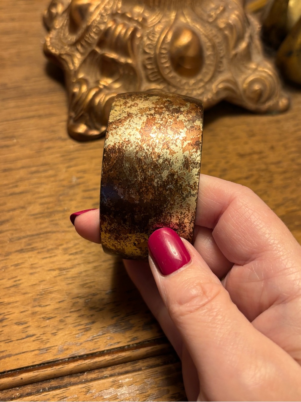 Gold-Tone Metallic Wide Bangle Bracelet
